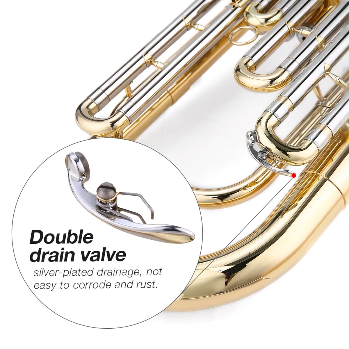 Btuty Barytonhorn Bb Brass Style Piston Goldlac-k Surface Instrument à vent avec gants, chiffon de nettoyage pour débutants