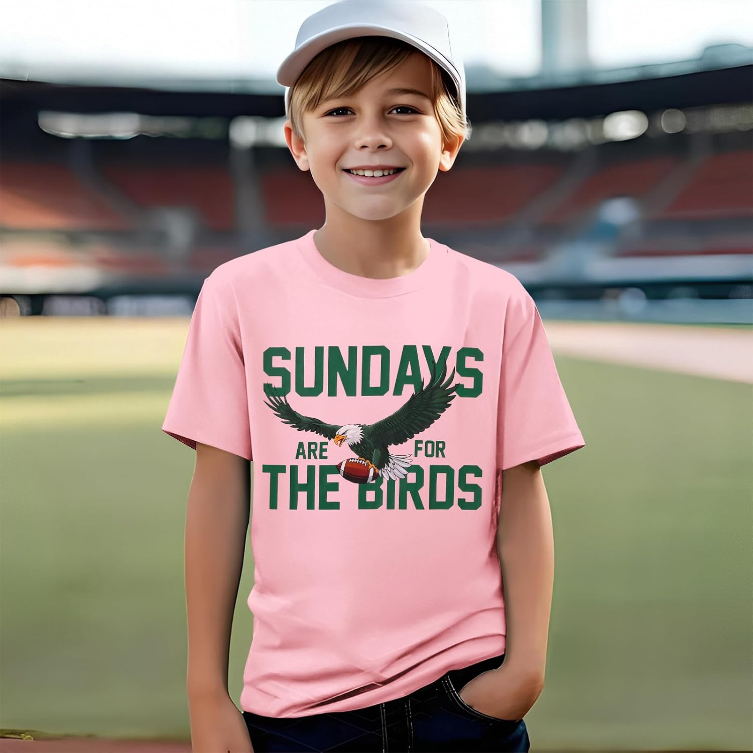 KEKEMI Boys Girls Football Ballgame Shirts Sundays for The Birds T-Shirt Game Day Outfit Kids Sports Tees Football Fans Tops