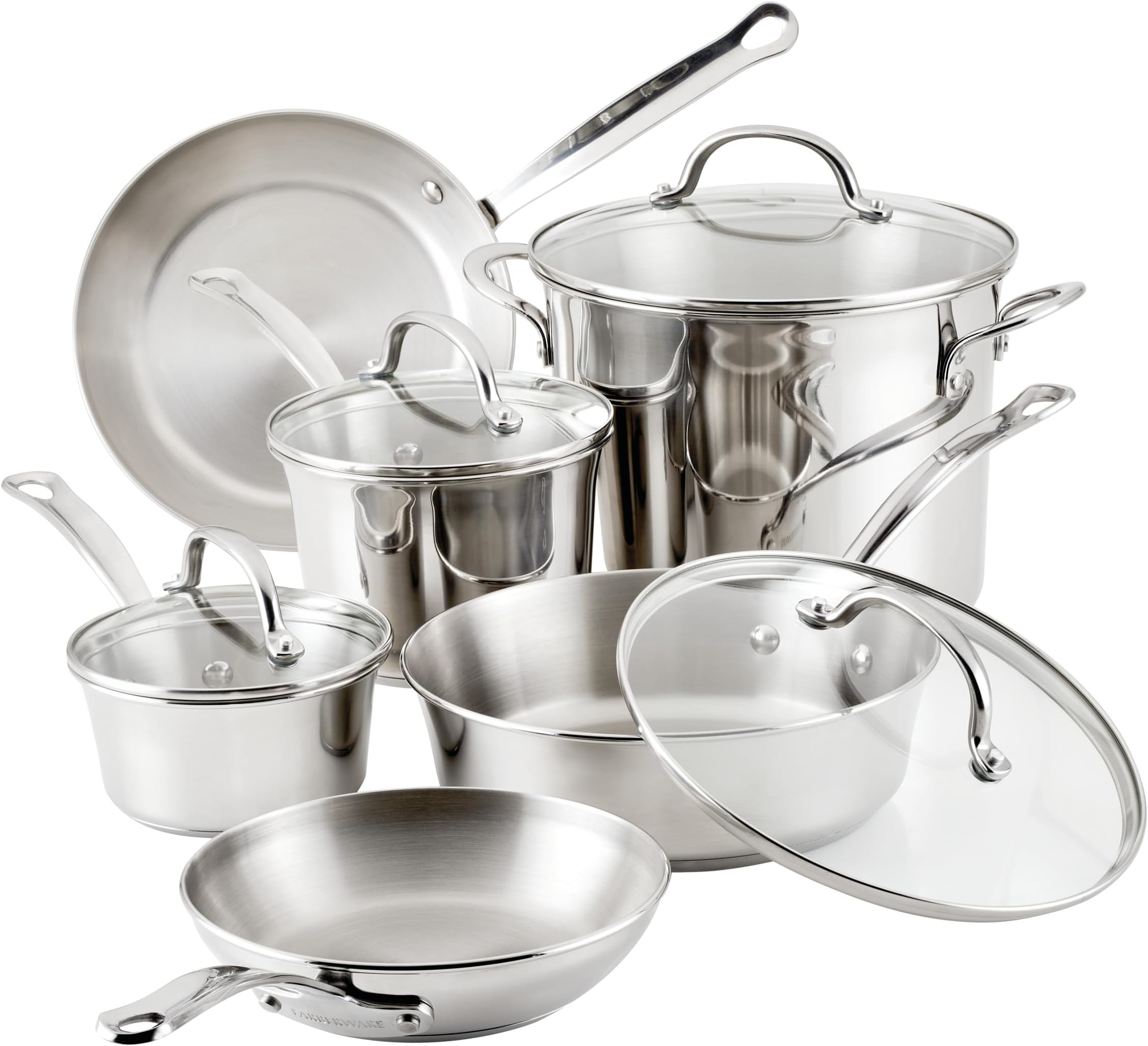 Farberware Millennium Stainless Steel Cookware Set, 10 Piece (Silver)