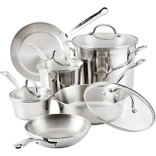 Farberware Millennium Stainless Steel Cookware Pots and Pans Set, 10 Piece