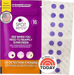 SpotMyUV UV Detection Stickers for Sunscreen with Patented Dermatrue SPF Sensing Technology, Know When to Reapply Sunscreen to Help Prevent Sunburn, 16 Count