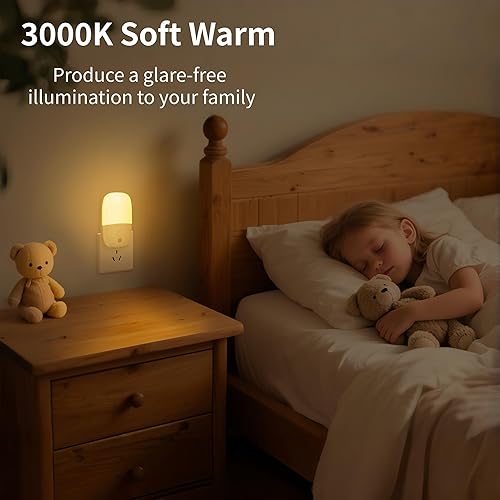 Miniatura 8 de Luces nocturnas LED regulables enchufables a la pared, 0.5 W automático de atardecer a amanecer, luz nocturna enchufable, 3 modos, blanco suave de