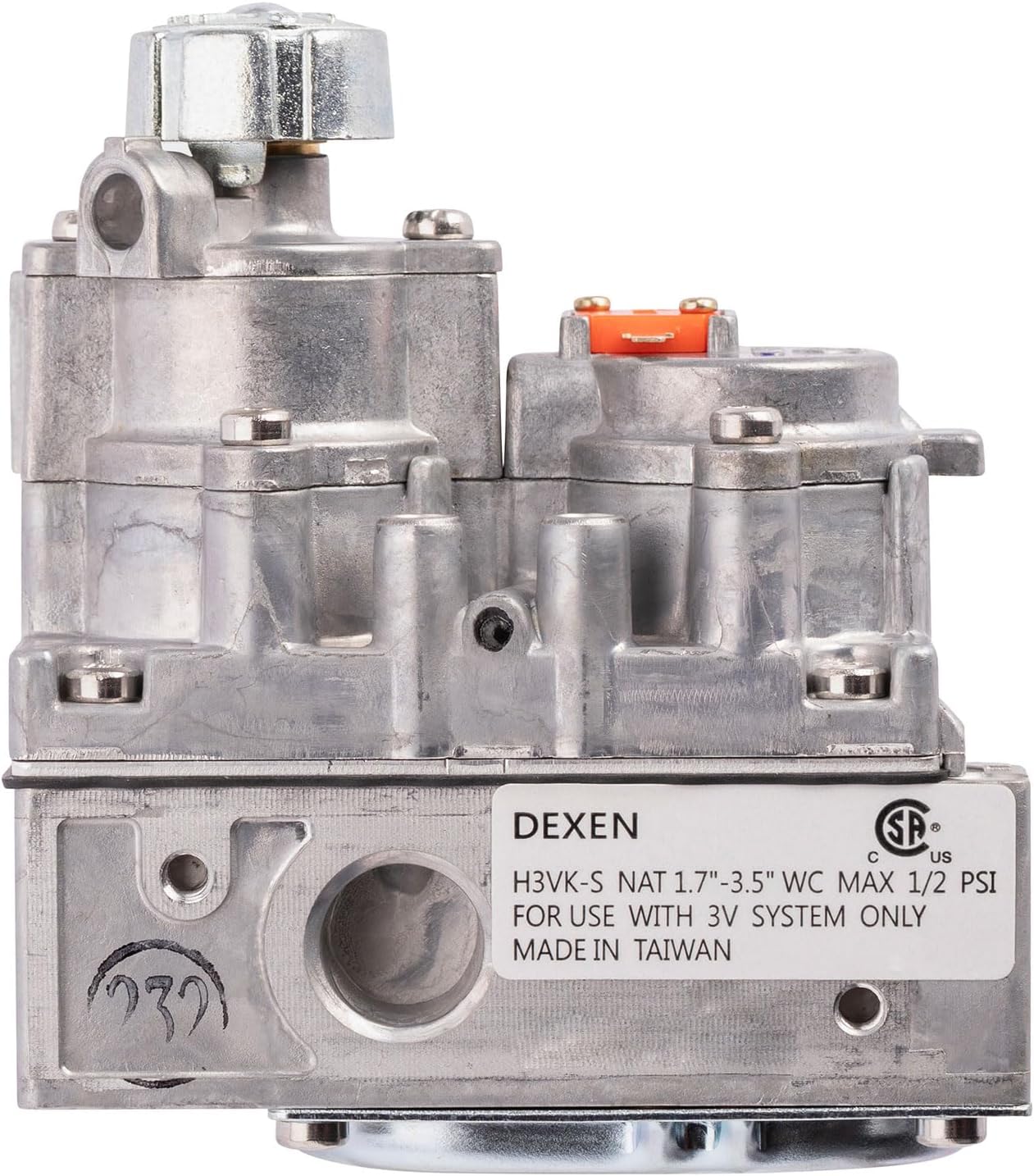 H3V-K-N1 Dexen 3 Volt OEM CSA Certified Adjustable H3VK-S IPI Natural Gas Valve for Fireplaces, Stoves, and Gas Logs