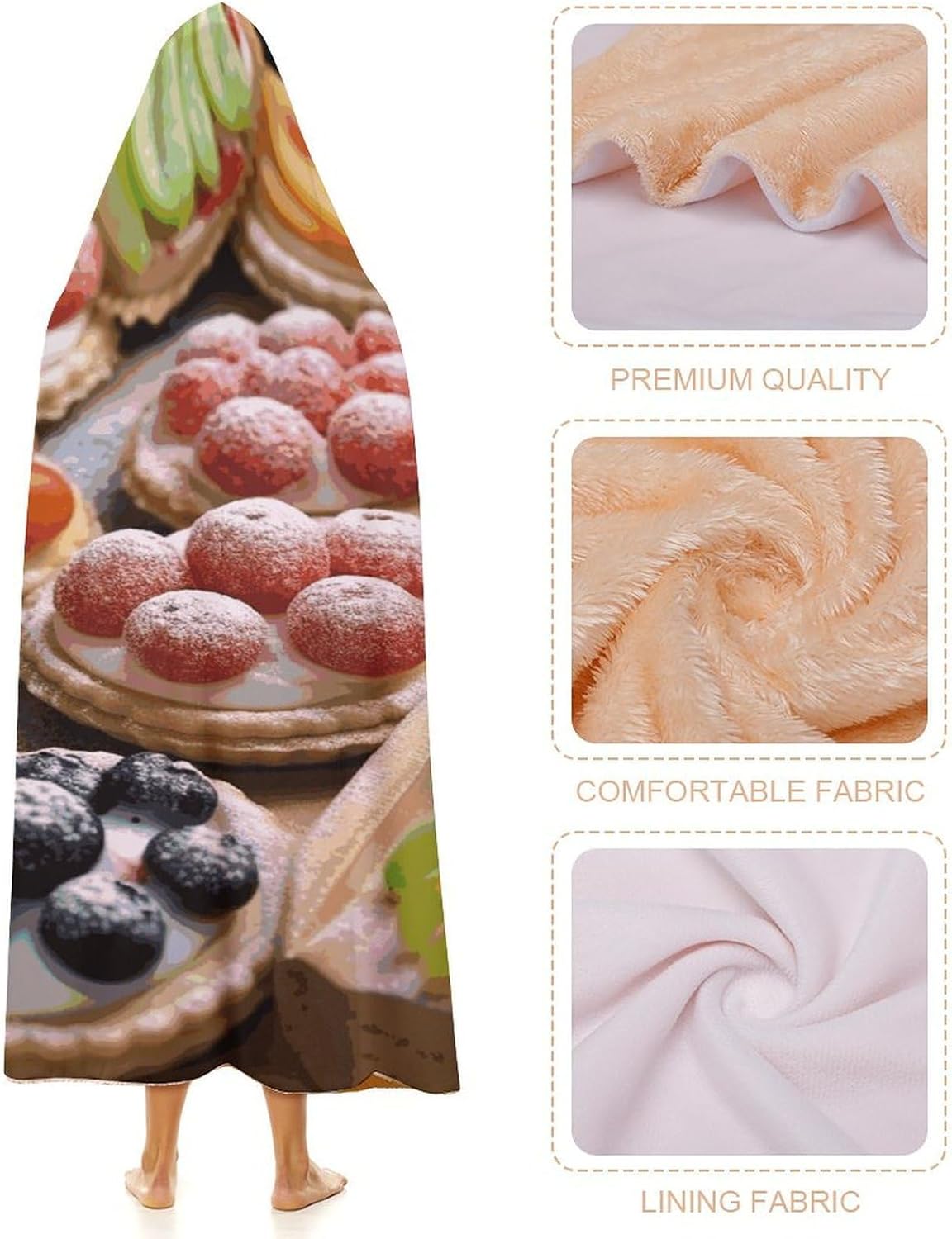 Fresh Sweet Tarts Hooded Blanket Cozy And Functional,Wearable Blanket Hoodie for Women Men,Blanket Poncho Presents50 x60