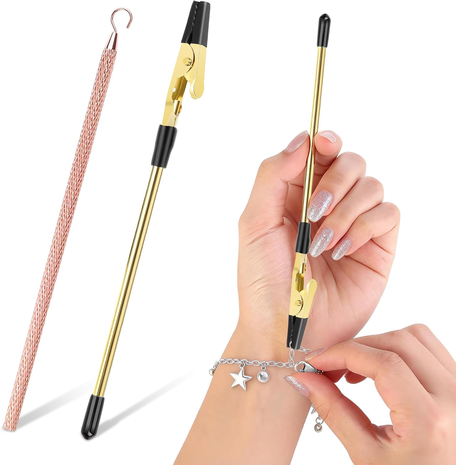 2Pcs Bracelet Helper Tool Jewelry Clasp Assistant for Bracelet Necklace Wearing Aid