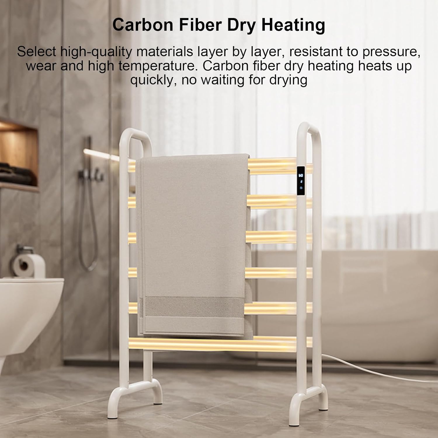 Heated Towel Rack, 200W Freestanding Towel Warmer with Built-in Timer 1-24H Led Indicators Radiator Towel Rail 45-60°C Electric Towel Rail 12 Bars Double Layer Electric Towel Radiators