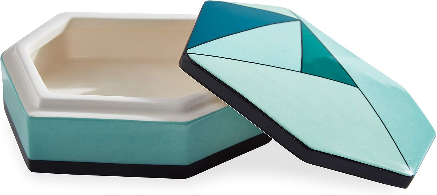 Now House by Jonathan Adler Facet Decorative Box, Green