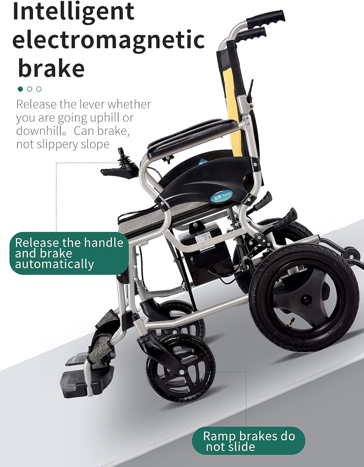 Sedia A Rotelle Elettrica Pieghevole Motorizzata, Sedia A Rotelle Elettrica Pieghevole Leggera - Adatta per Anziani E Disabili - Sedia A Rotelle Elettrica Pieghevole Deluxe - Potente D, Yellow