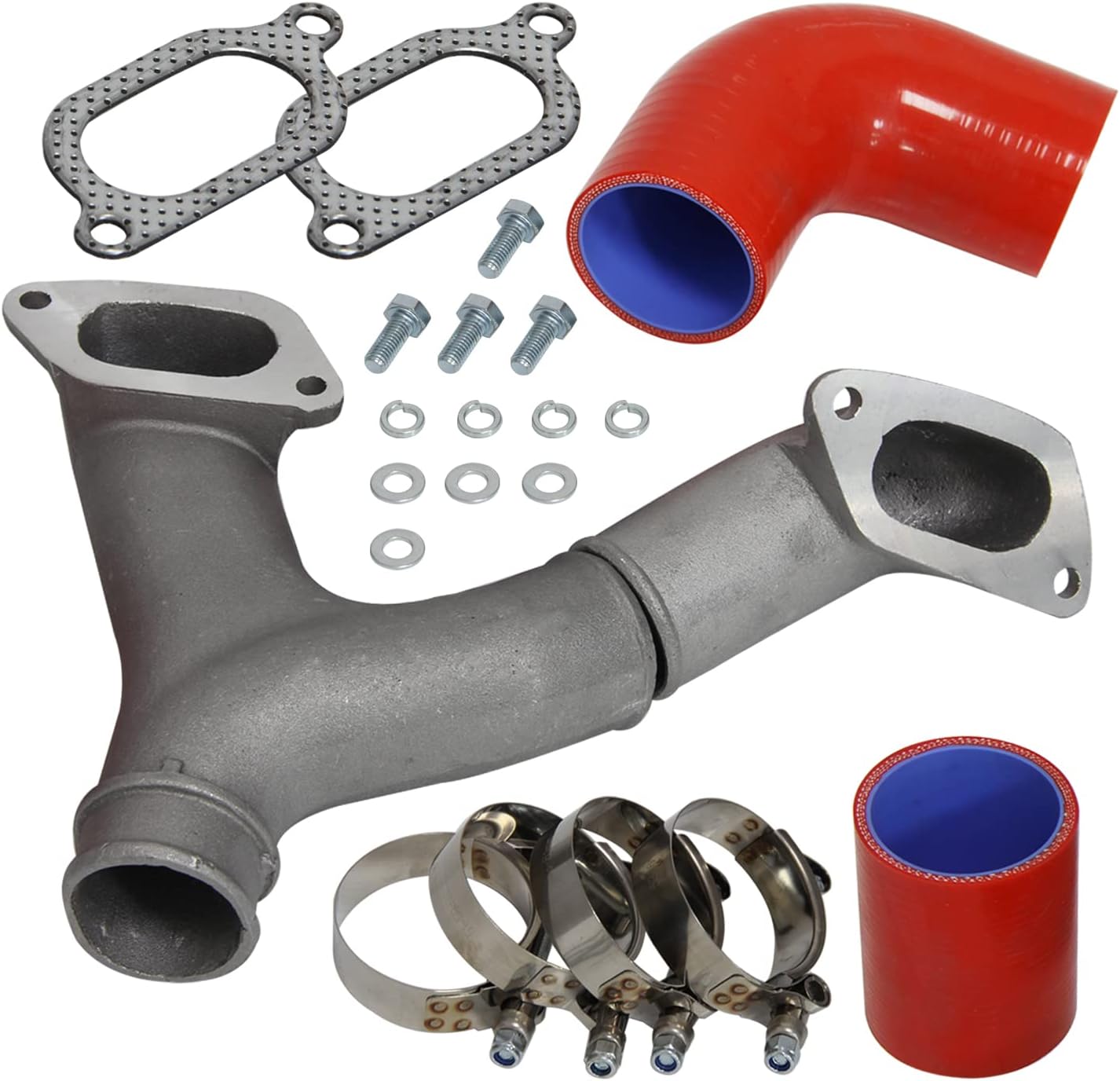 TMIC Top Mount Intercooler Y Pipe Kit for 02-07 Subaru Impreza WRX STI GD/GG (sliver-red)