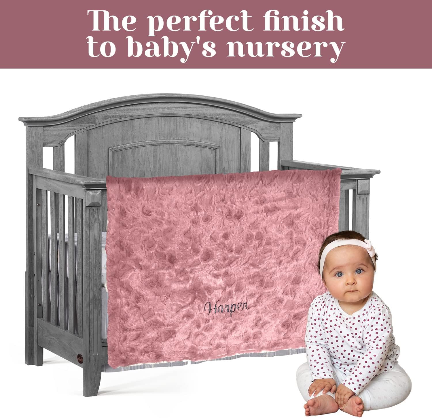 berry bebe Luxury Receiving Blanket, Personalized Baby Blankets, Personalized Baby Gifts, Boutique Style for Girl Size 27x40 Inch (Mauve)