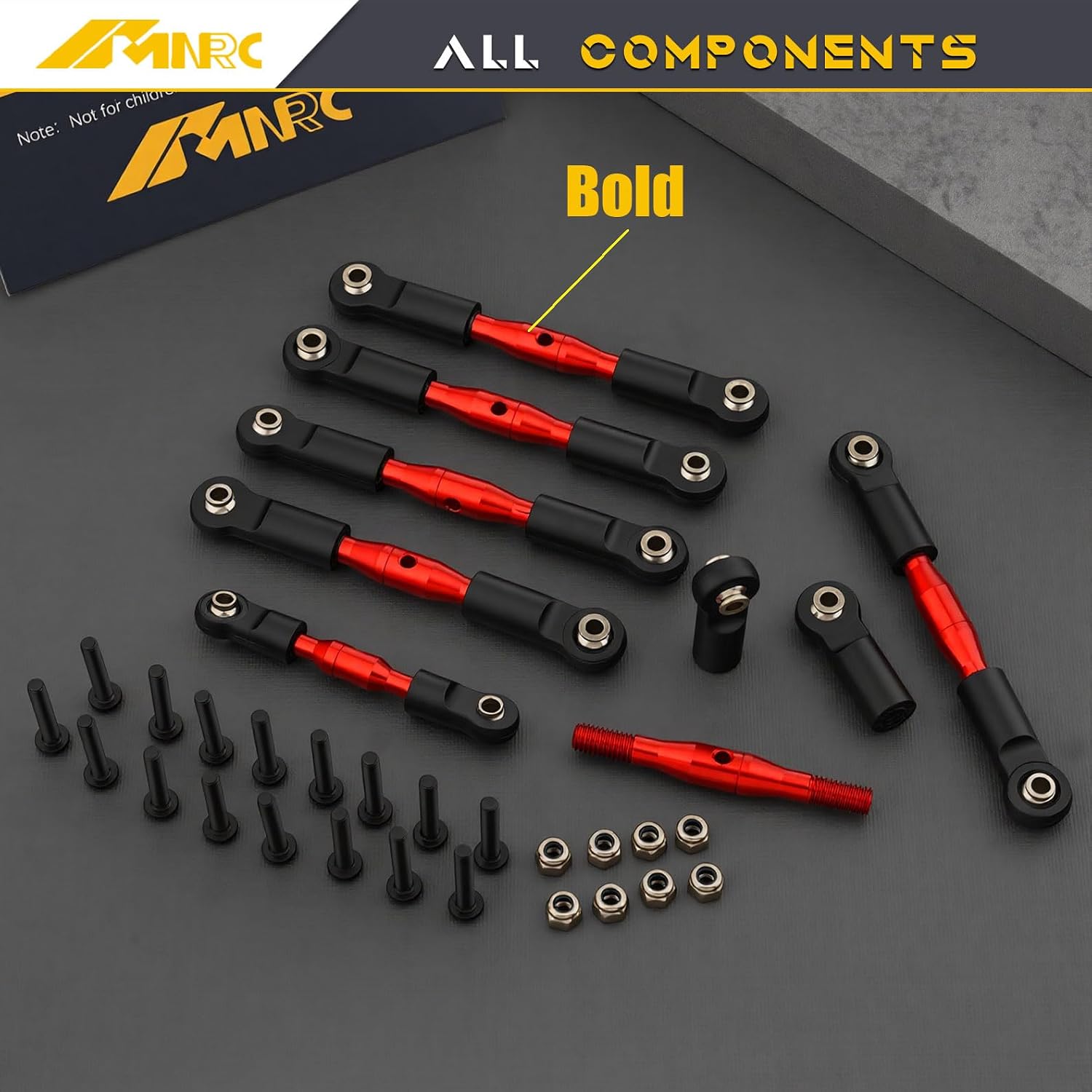 Alum Blod Turnbuckles Toe Camber Links Kit Compatible with 1/10 Slash 2WD/Stampede 2WD/Rustler 2WD/Bandit 2WD Series Upgrades Part Red