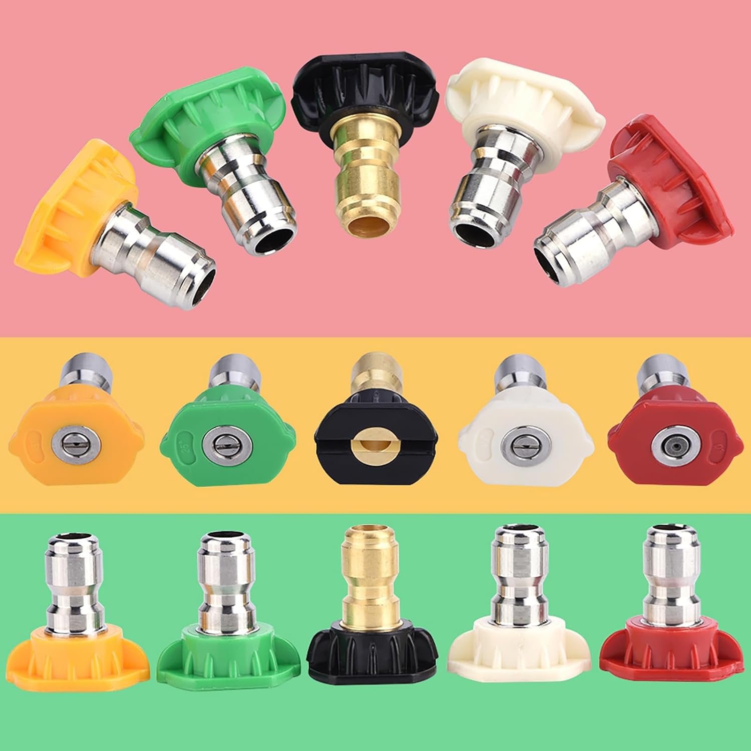 Pressure Washer Tips, 5 Pcs Pressure Power Washer Nozzle Tips for 1/4'' Quick Connect, 4000 PSI Multiple Degrees Pressure Washer Spray Nozzle (0, 15, 25, 40, 65) 2.5 GPM