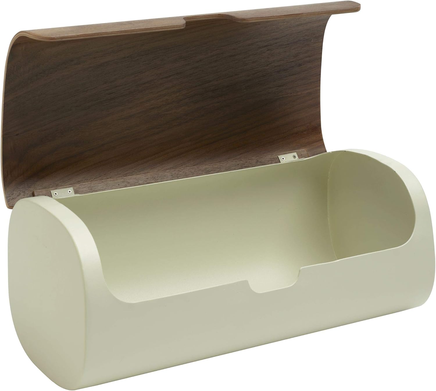 Legnoart Clibano Metal Bread Box with Smooth Shaped Closure Walnut Lid