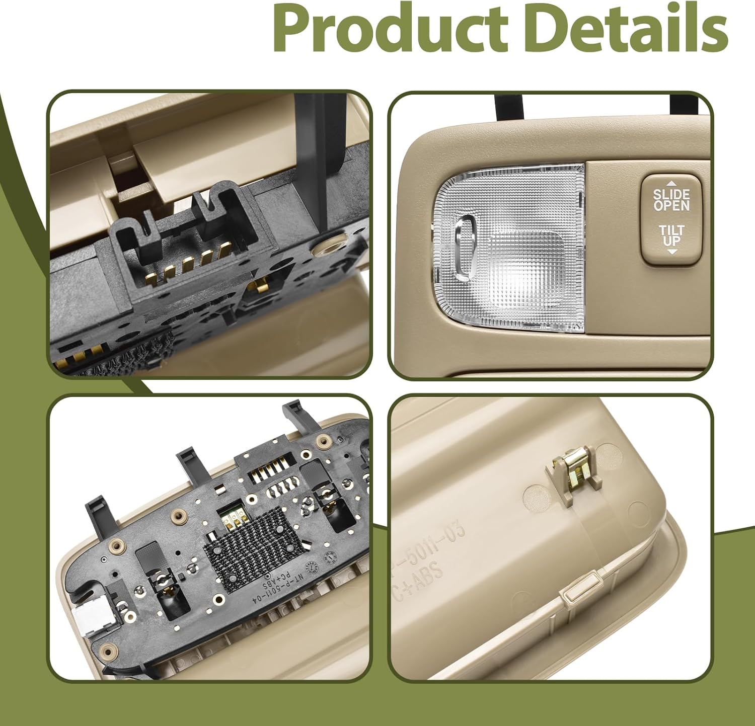 Dome Map Light Overhead Console with Sunroof Switch Compatible with Toyota Camry 2002-2006 4Runner 2003-2009 Roof Storage Lamp, Replacement Part 825672 VG7621