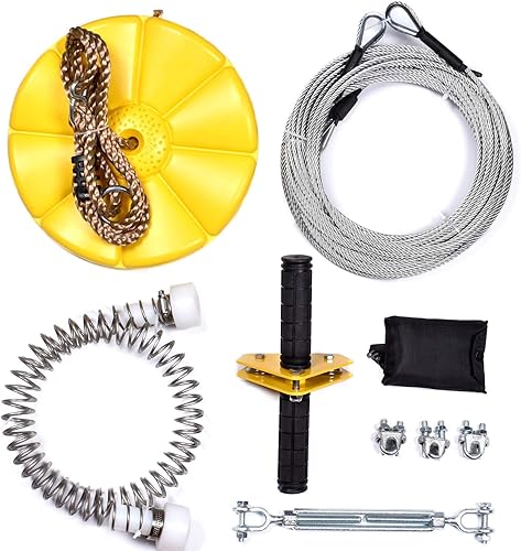 Kit de tirolesa de 95 pies con freno de resorte de acero inoxidable y asiento