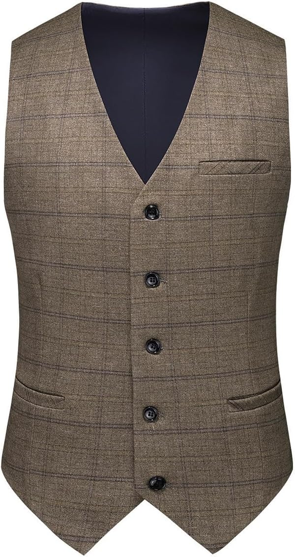 Mens 3 Piece Suits Slim Fit Tweed Suit Plaid Slim Fit Suits for Men One Button Suit Tuxedo Set - Image 5
