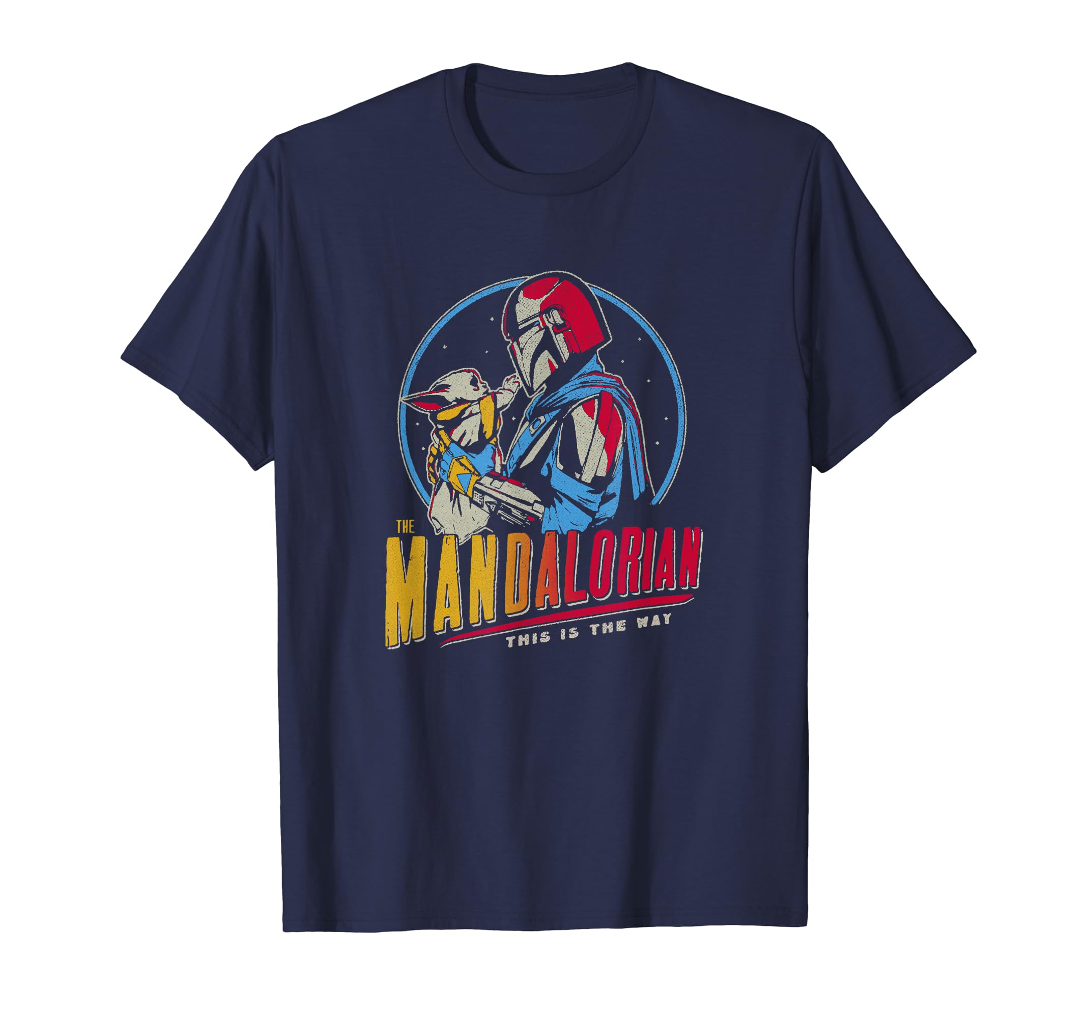 Star Wars: The Mandalorian Mando And Grogu Dark Rainbow T-Shirt, Black