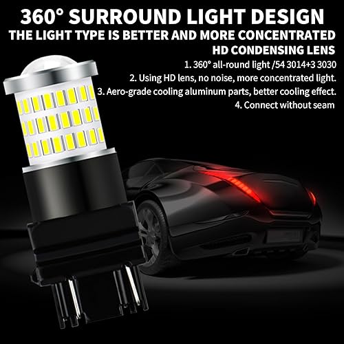 Miniatura 5 de cerfioo 2 luces de freno de coche 3157, 3014 54SMD+3030 3 SMD PCB Board 360 sin iluminación de ángulo ciego luz de marcha atrás, accesorios de