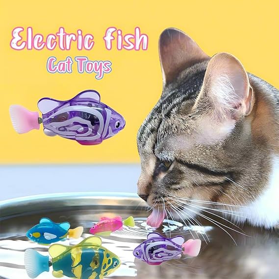 Electronic Pet Fish, Swimming Robot Fish Toy for Cats, Electric Fish Toy, LED Light Electronic toy, Cat Interactive Pet Toy Swimming Baby Bath Toy (4 Pcs)