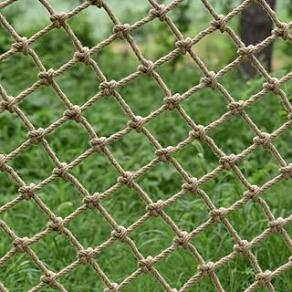 Decoration Ceiling Rope Netting,Outdoor Climbing Treehouse Net Natural Jute Trellis Twine Net Thick 14mm-Mesh 15cmHeavy Duty Cargo Safety Net Balcony Anti Falling Net
