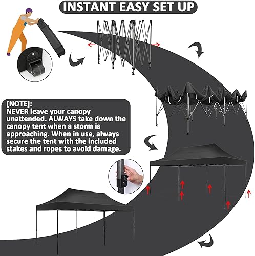 Miniatura 99 de COBIZI - Toldo desplegable de 10 x 10 pies, 4 paredes laterales, FPU 50+ para todo el año, resistente al viento, impermeable, uso comercial, Gris