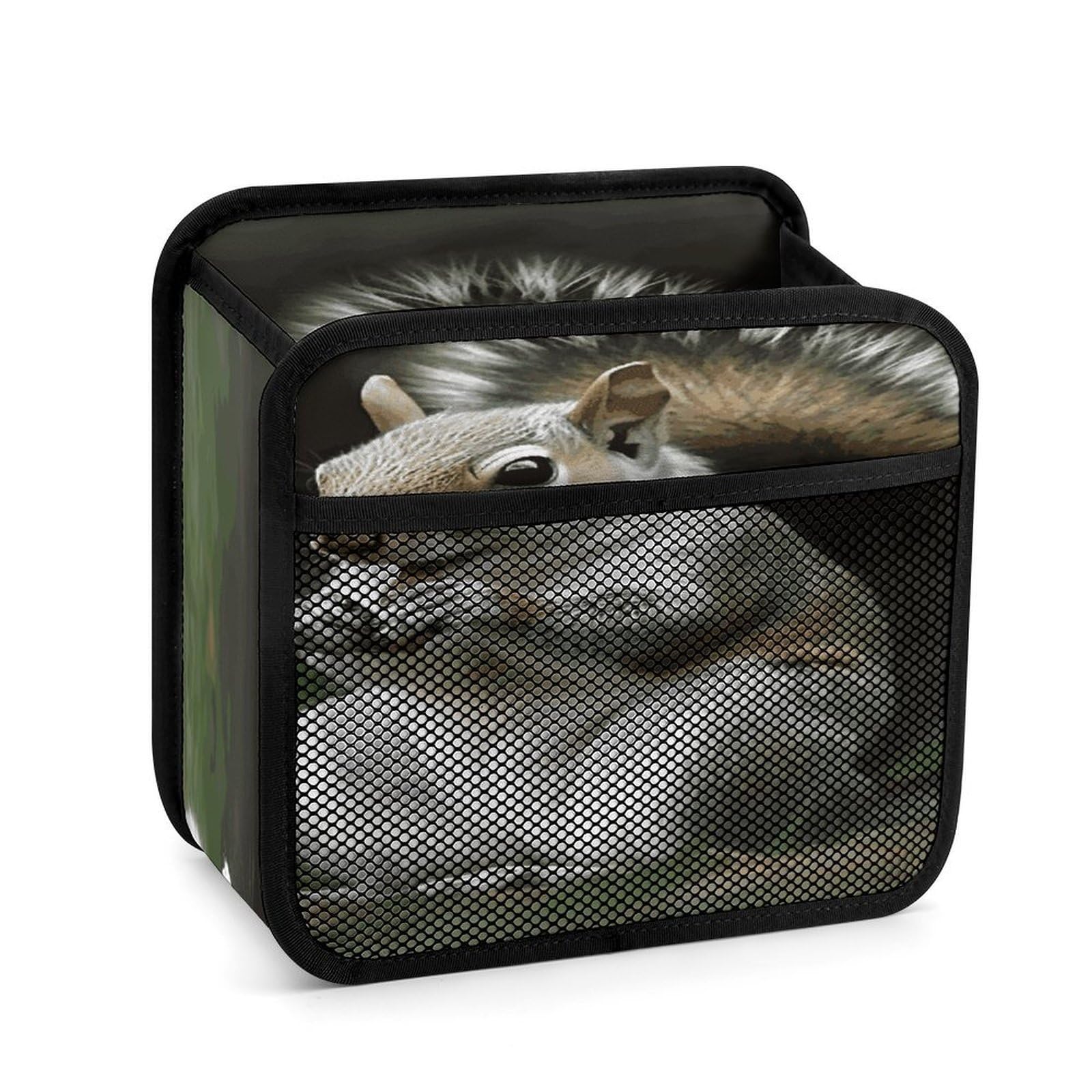 FekiLoot Squirrel Backseat Car Organizer - Premium PU Leather Hanging Car Seat Organizer with Storage Mesh Pockets, Large Capacity Car Backseat Organizer Travel Accessories