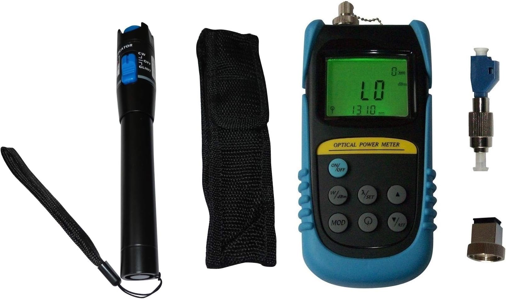 Optical Power Meter +26 to -50dBm W/ 20mW Visual Fault Locator Fiber Optic Cable Tester/FC Male-LC Female Adapter
