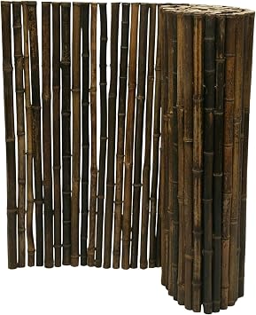Forever Bamboo Natural Bamboo Fencing Garden Screen Rolled Fence Panel Black 0.75 in D x 3 ft H x 8 ft L
