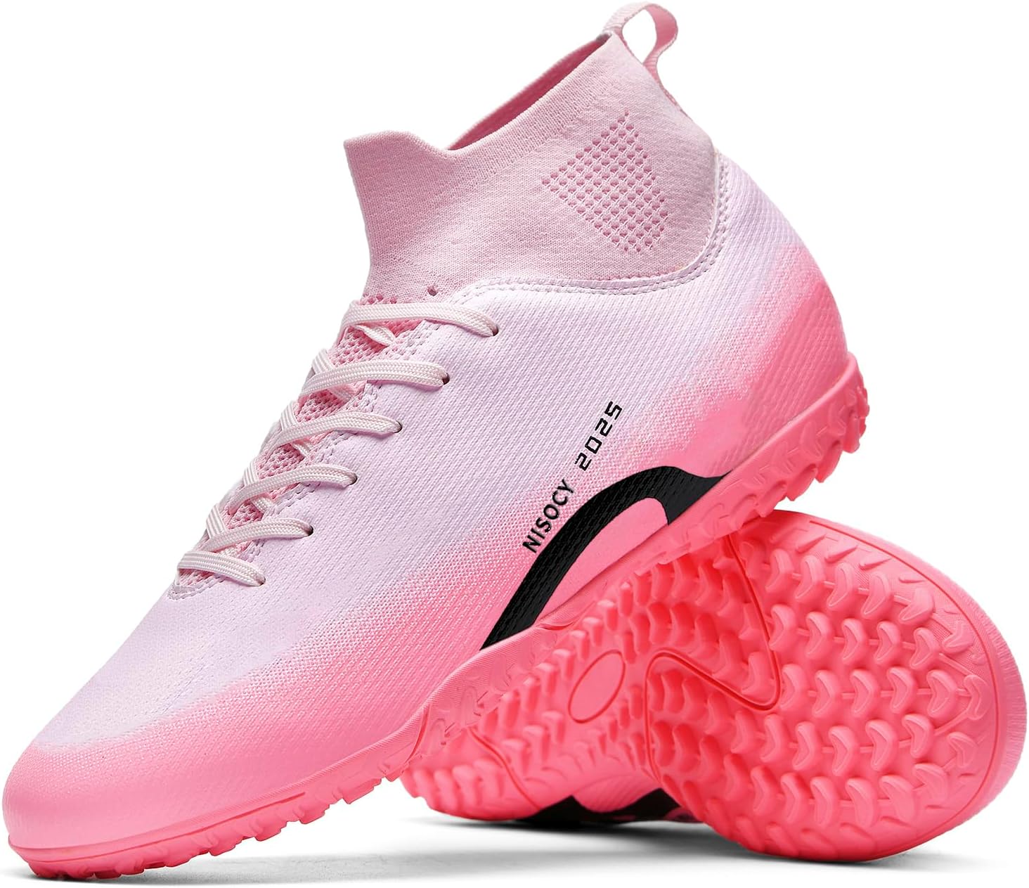 NISOCY Men’s Soccer Shoes Football Cleats High-Top Outdoor/Indoor Athletic Sneaker Lightweight TF AG Training Football Boots - Image 4