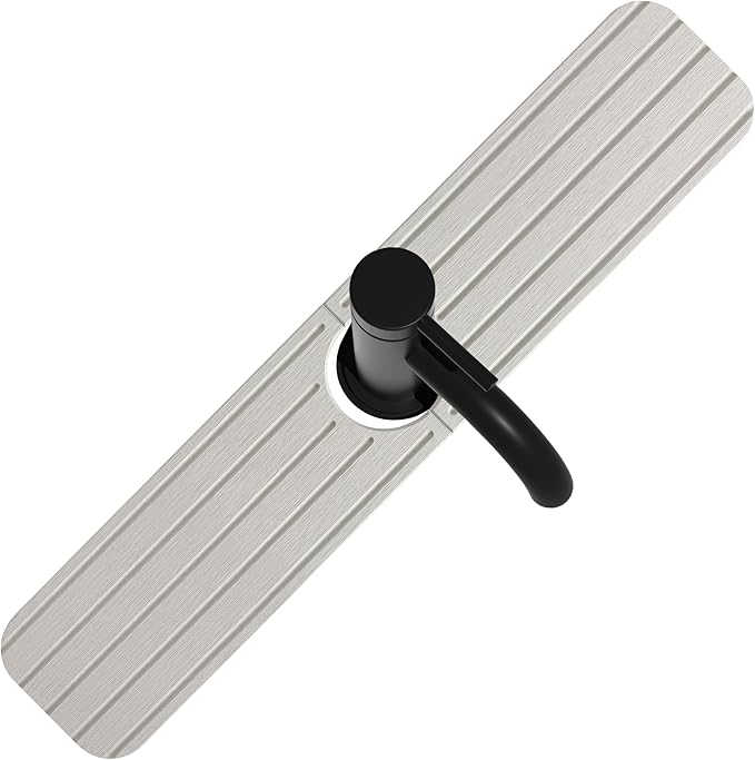 23.6inch x 4inch Kitchen Sink Faucet Mat, Water Absorbing Stone Faucet Splash Guard for Bathroom Counter, Quick Drying Diatomite Tray for Kitchen Sink, Light Gray