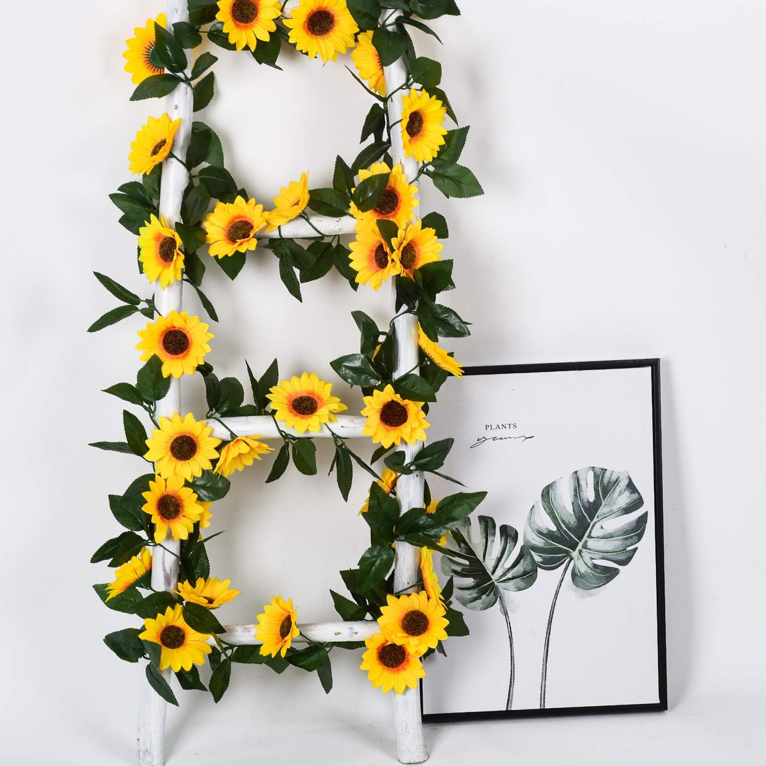DearHouse 3 Pack Artificial Sunflower Garland Silk Sunflower Vine Artificial Flowers with Green Leaves for Wedding Table Home Decor