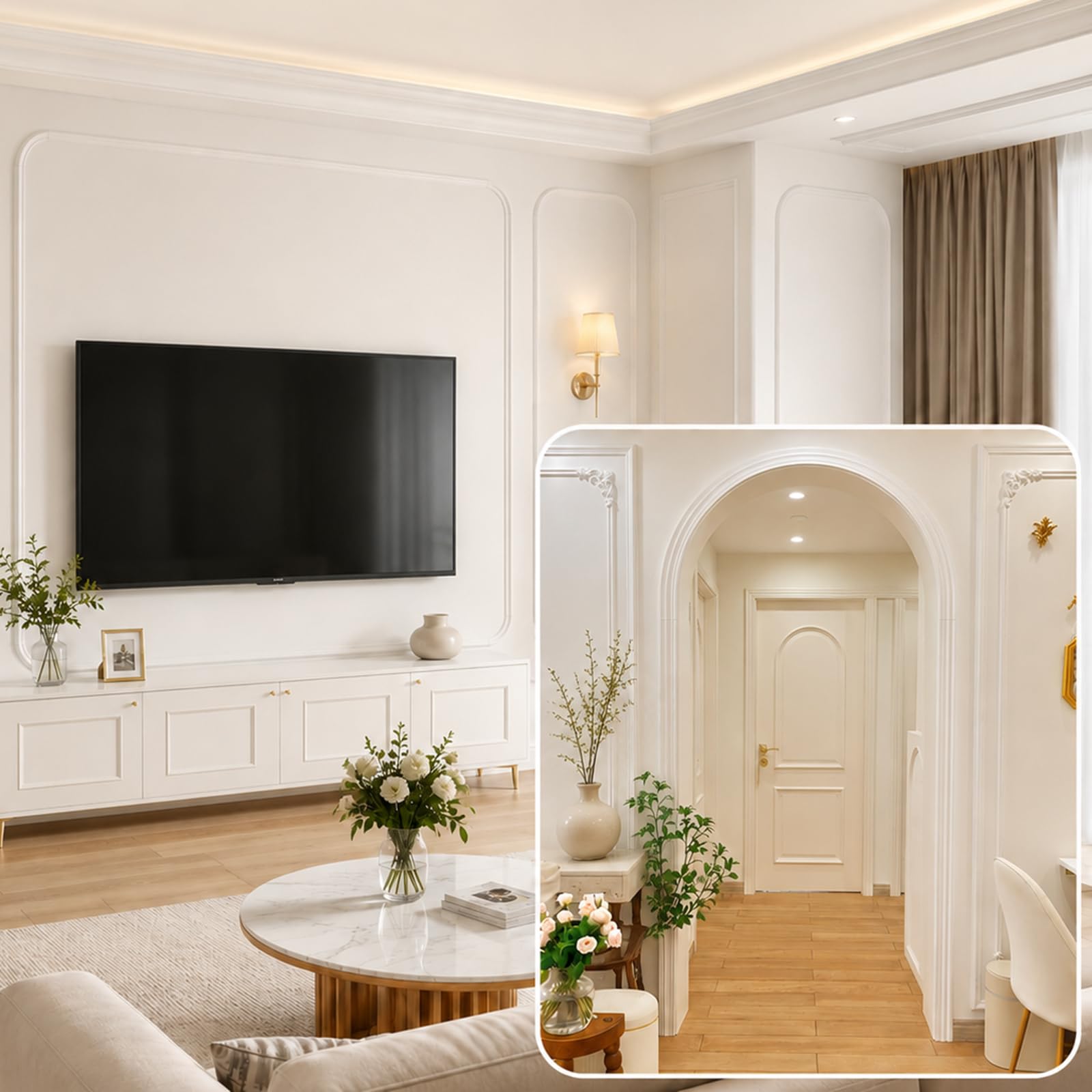 Elastyczne Listwy Ozdobna Samoprzylepne Z PVC Do Ściany, Kuchni, Sufitu – Łatwe Przycinanie - Listwy Ozdobne, Idealne Do Renowacji I Majsterkowania W 2.2cm, L 6m