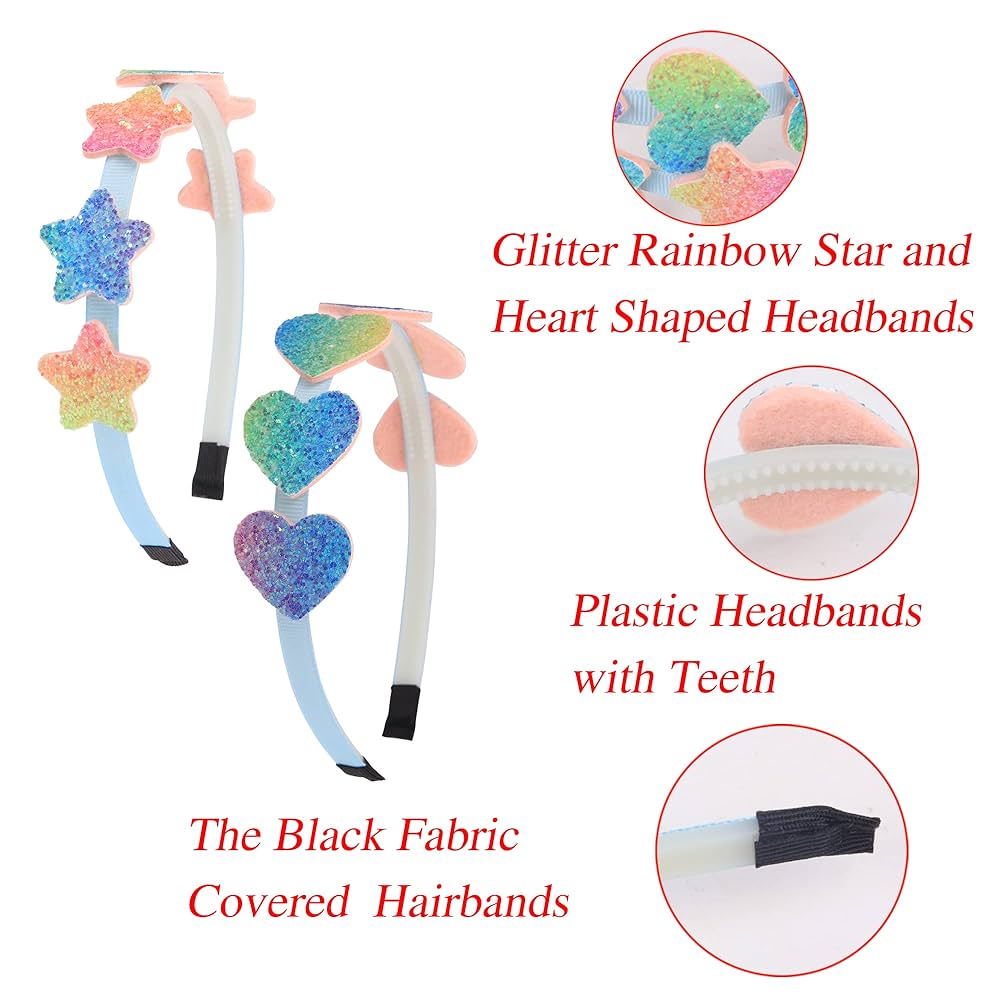 Amazon.com: XIMA Glitter Heart Girls Headbands Rainbow Star