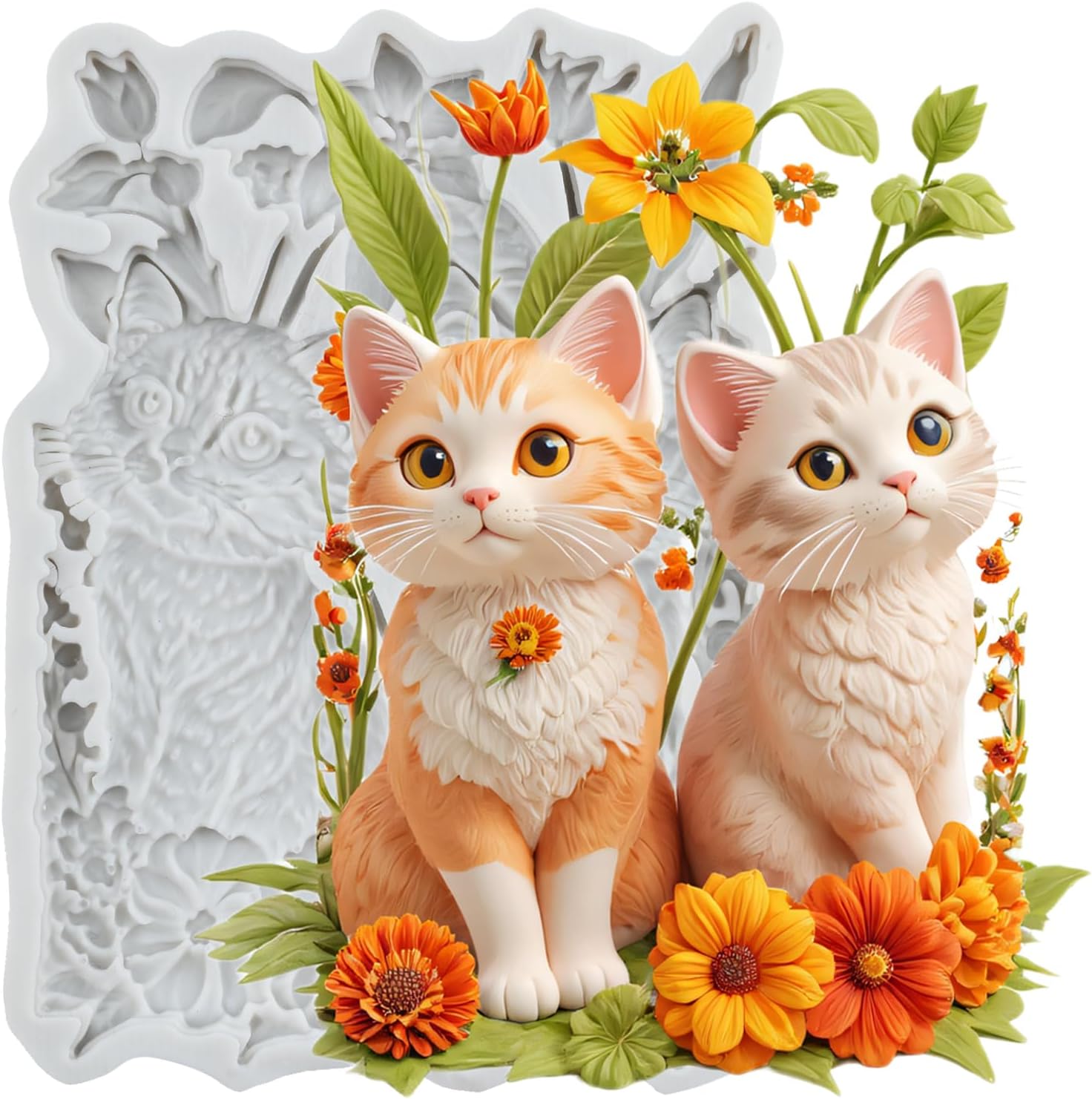 Cat Polymer Clay Mold Cat Flower Silicone Molds for DIY Craft Epoxy Resin Casting Polymer Clay Tools Crafts Air Dry Jewelry Making