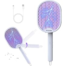 PALONE Electric Fly Swatter Foldable 3-in-1 4000 V Insect Killer UV Mosquito Lamp Electric Mosquito Swatter USB-C Electric Fly Catcher Insect Trap for Indoor Outdoor Use Safe and Handy