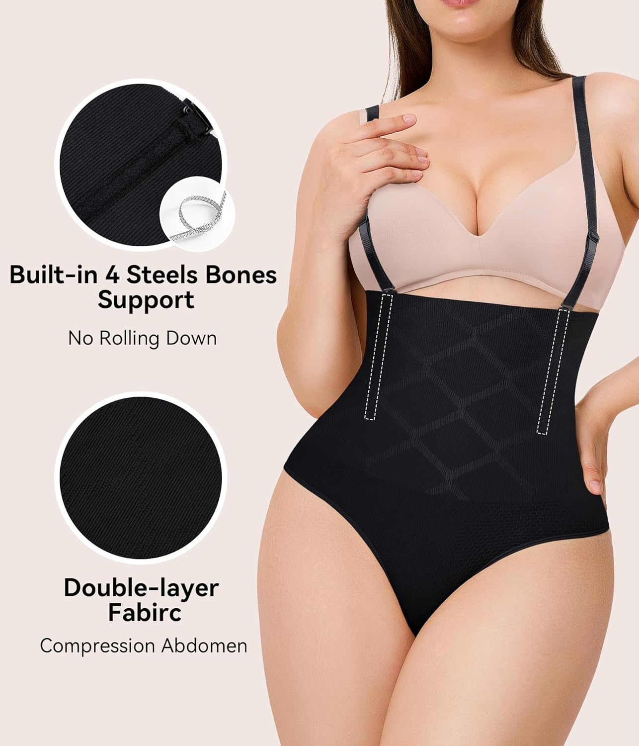 LANCS Thong Shapewear Tummy Control Underwear for Women Seamless Shaping Panties High Waist Body Shaper Girdle - Image 4