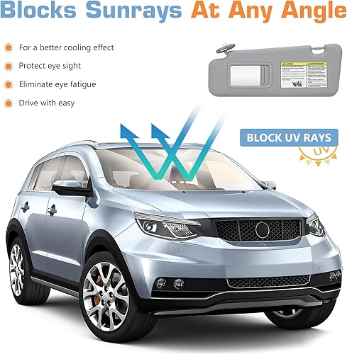 Miniatura 4 de Visera solar para el lado izquierdo del conductor y del pasajero derecho con luz para Toyota Highlander 2008 2009 2010 2011 2012 2013, reemplazo