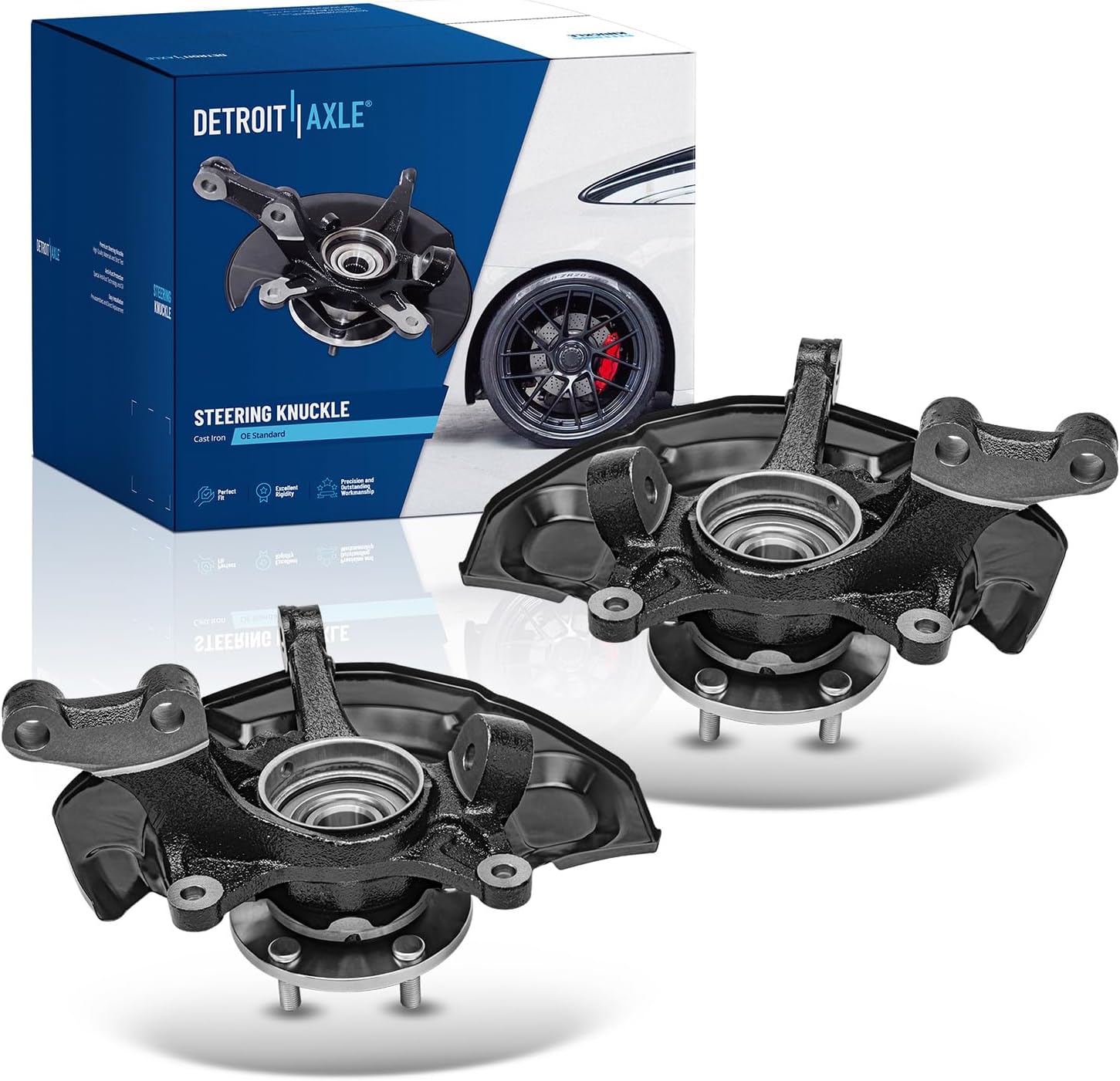 Detroit Axle - AWD Front Steering Knuckles & Wheel Hub Bearings Replacement for 2004 2005 2006 2007 2008 2009 2010 Toyota Sienna - 2pc Set