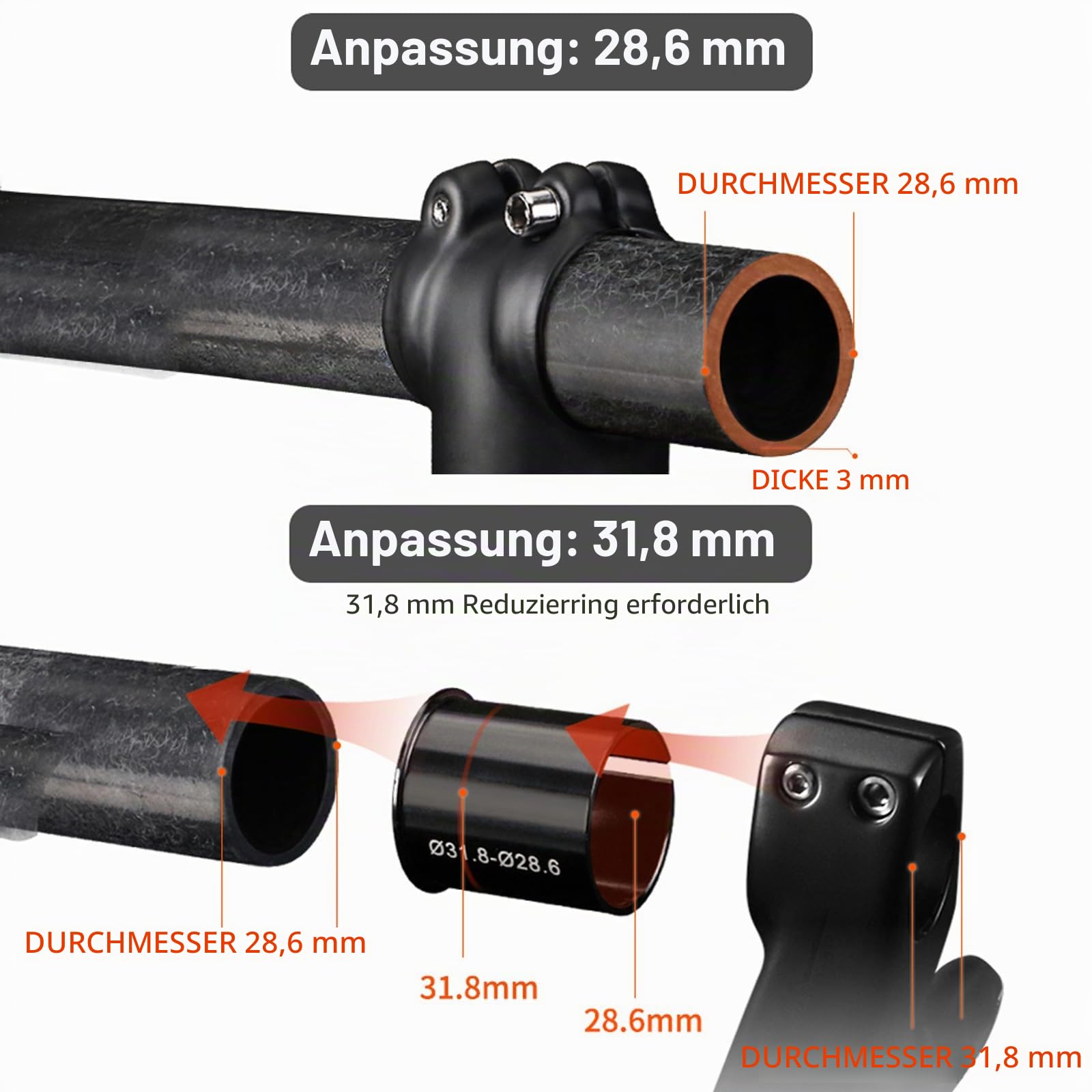 BUCKLOS Gravel 700C Kohlefaser Rennrad starre Gabel, QR 9 mm/100 x 12 mm Steckachse, 1-1/8 gewindeloses konisches Rohr, superleichte Fahrrad-Frontgabeln