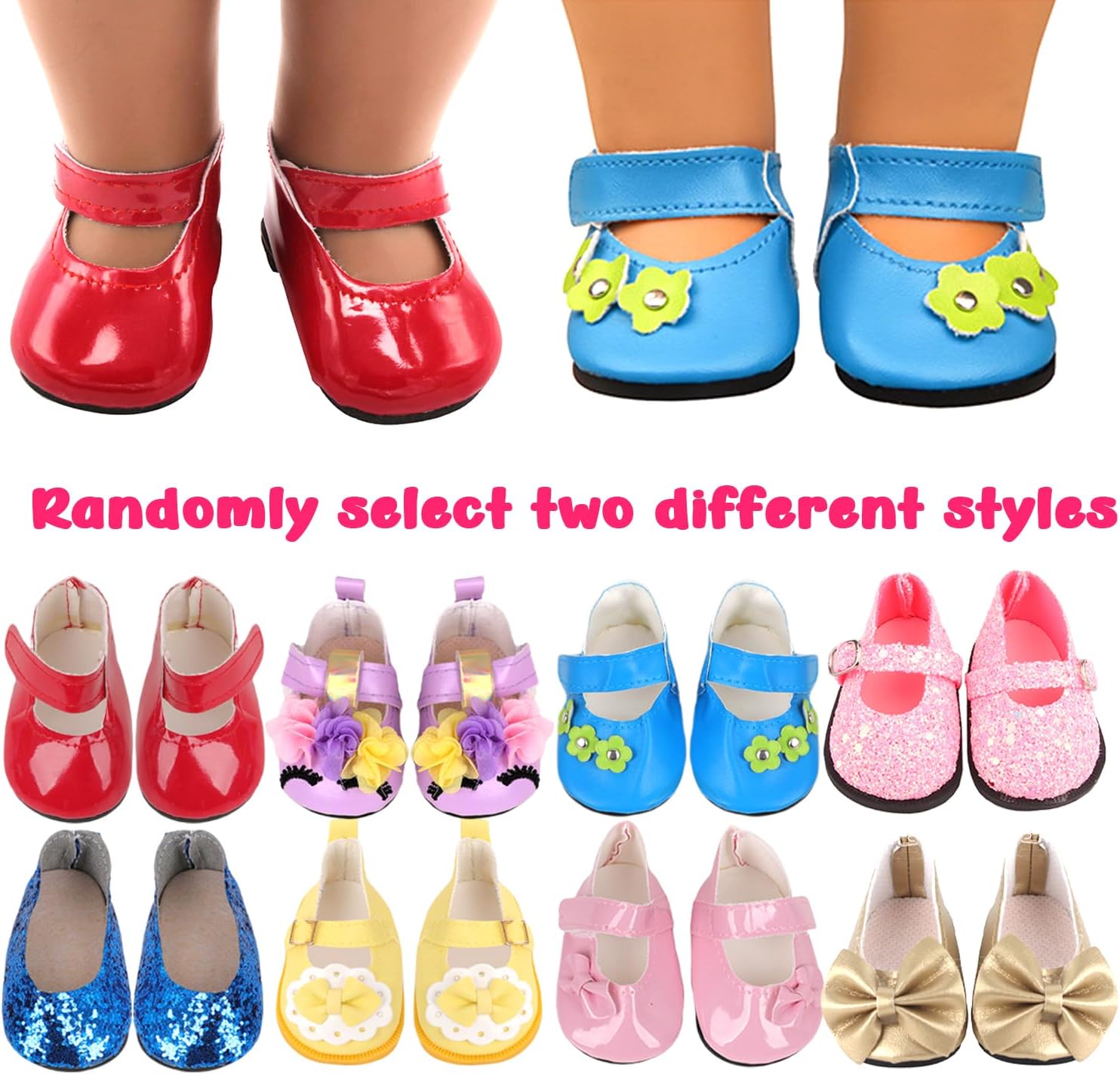 MSYO 16PCS 18Inch Doll Clothes&Shoes Set,5Outfits+2Pairs Random Shoes,Fits Most 18Inch Girl Dolls&45cm Fashion Dolls,Dress Up Kit for Kids Pretend Play