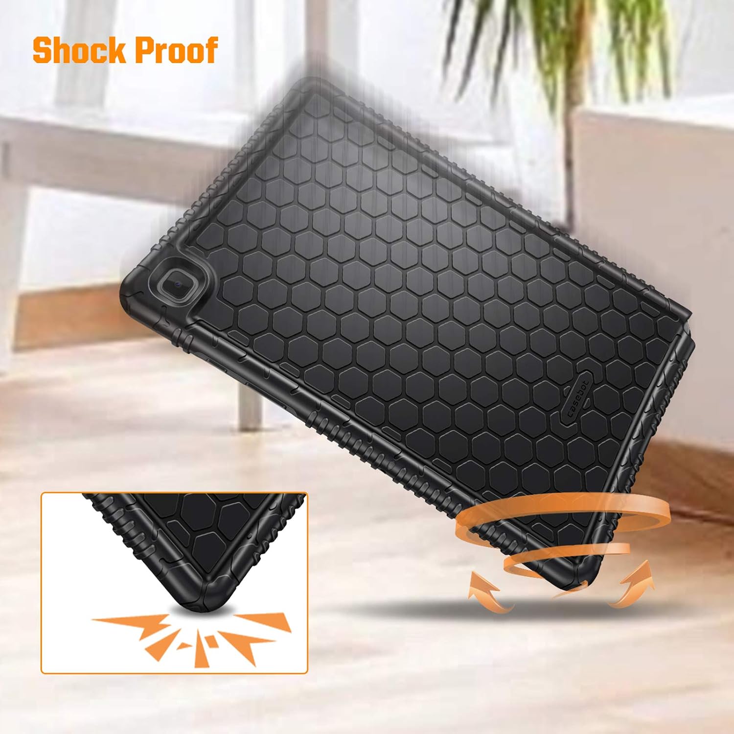 Fintie Silicone Case for Samsung Galaxy Tab A7 10.4 Inch 2022/2020 Model (SM-T500/T503/T505/T507/T509), Honey Comb Series Kids Friendly Light Weight Shock Proof Protective Cover, Black