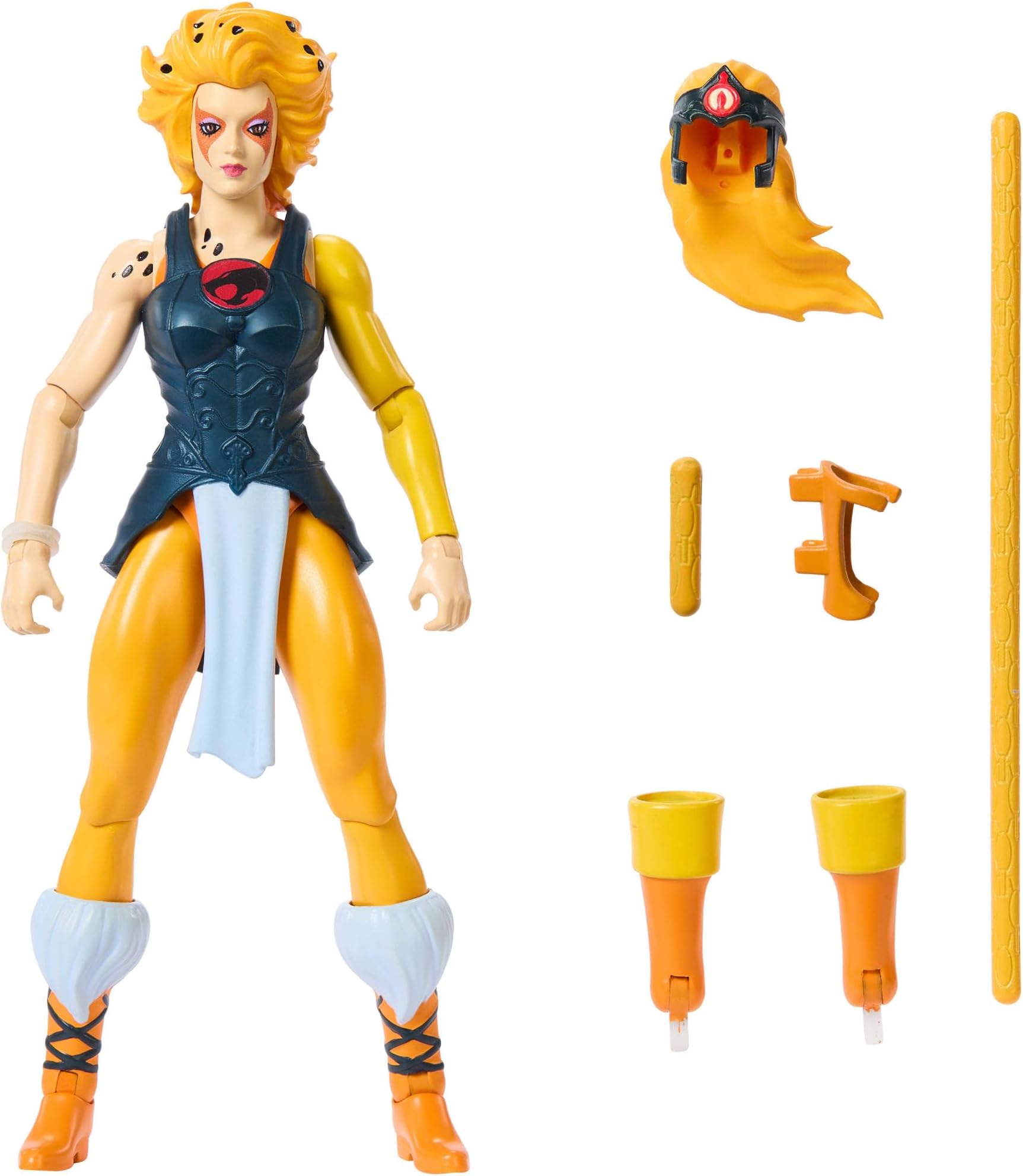 Masters of the Universe Origins & ThunderCats Action Figure, Cheetara Toy, 1980s Crossover, 5.5-inch Posable with Removable Armor, Staff & Mini Comic,JFW94