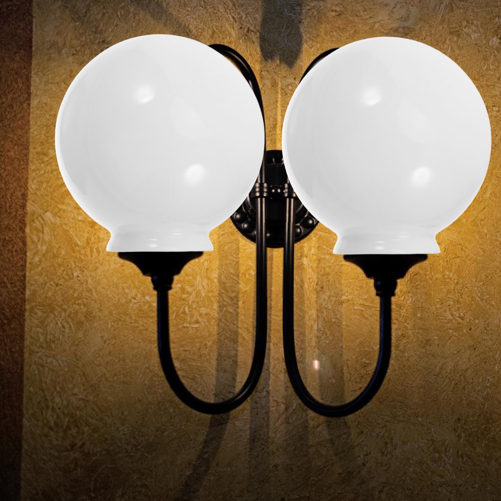 HEALLILY Plafoniere Ricambio Ventilatore Soffitto Paralume in Vetro Sferico Bianco per Lampada da Soggiorno, Luce Diffusa Morbida e Riduzione Dell'abbagliamento