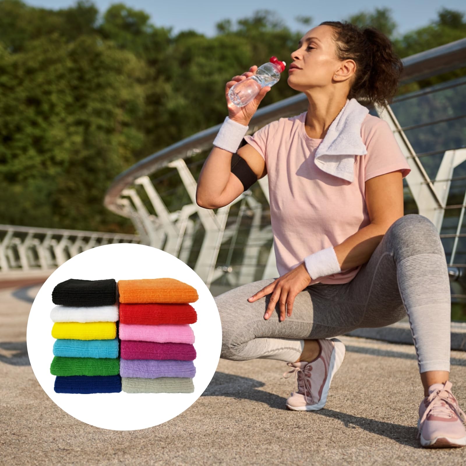 12 Paar Neon-Schweißbänder aus Nylon, elastisch und schweißabsorbierend, Sport-Wristbands für Tennis und Fußball, in 12 Farben