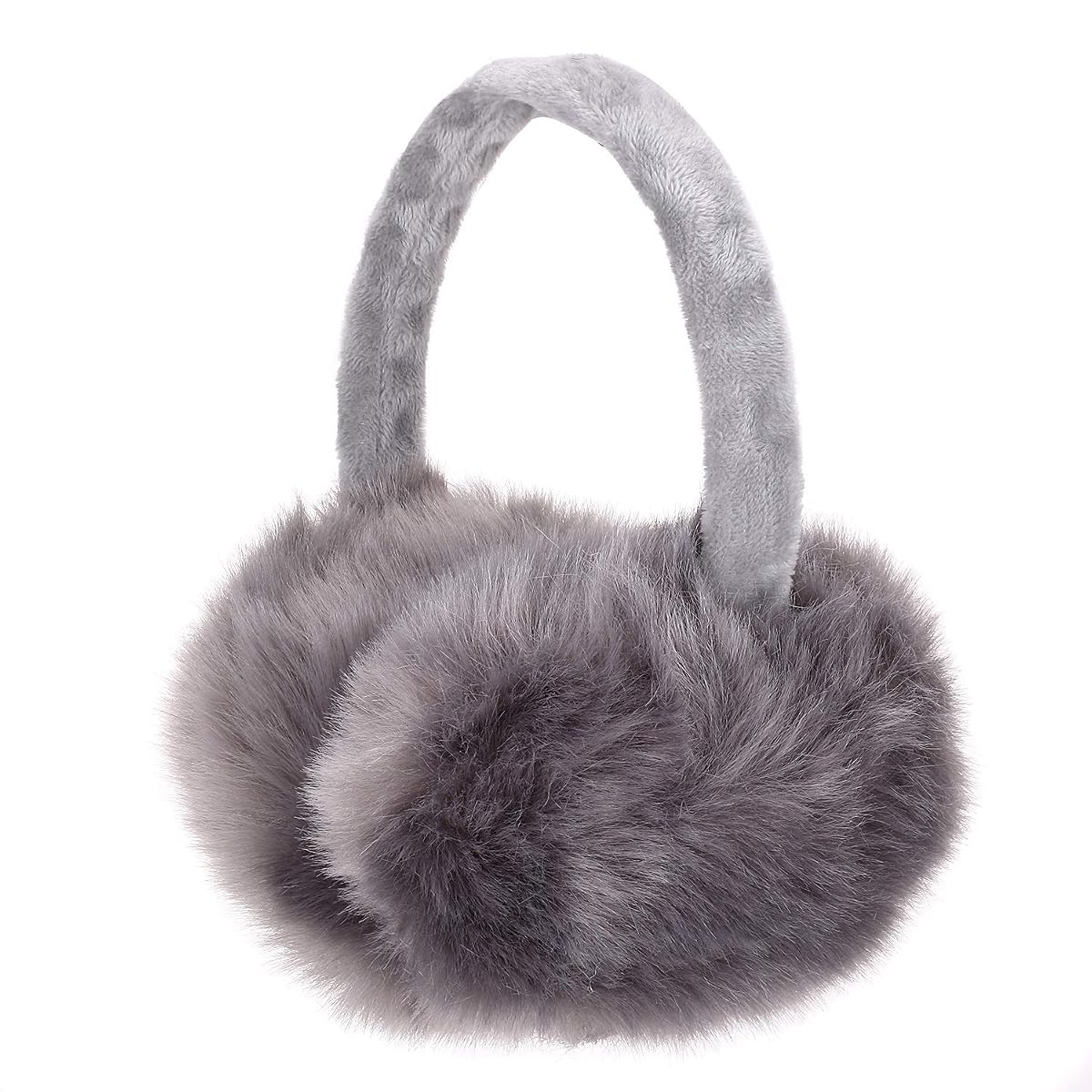 Sudawave Girls Winter Warm Adjustable Knitted Faux Fur Plush Earmuffs Warmers