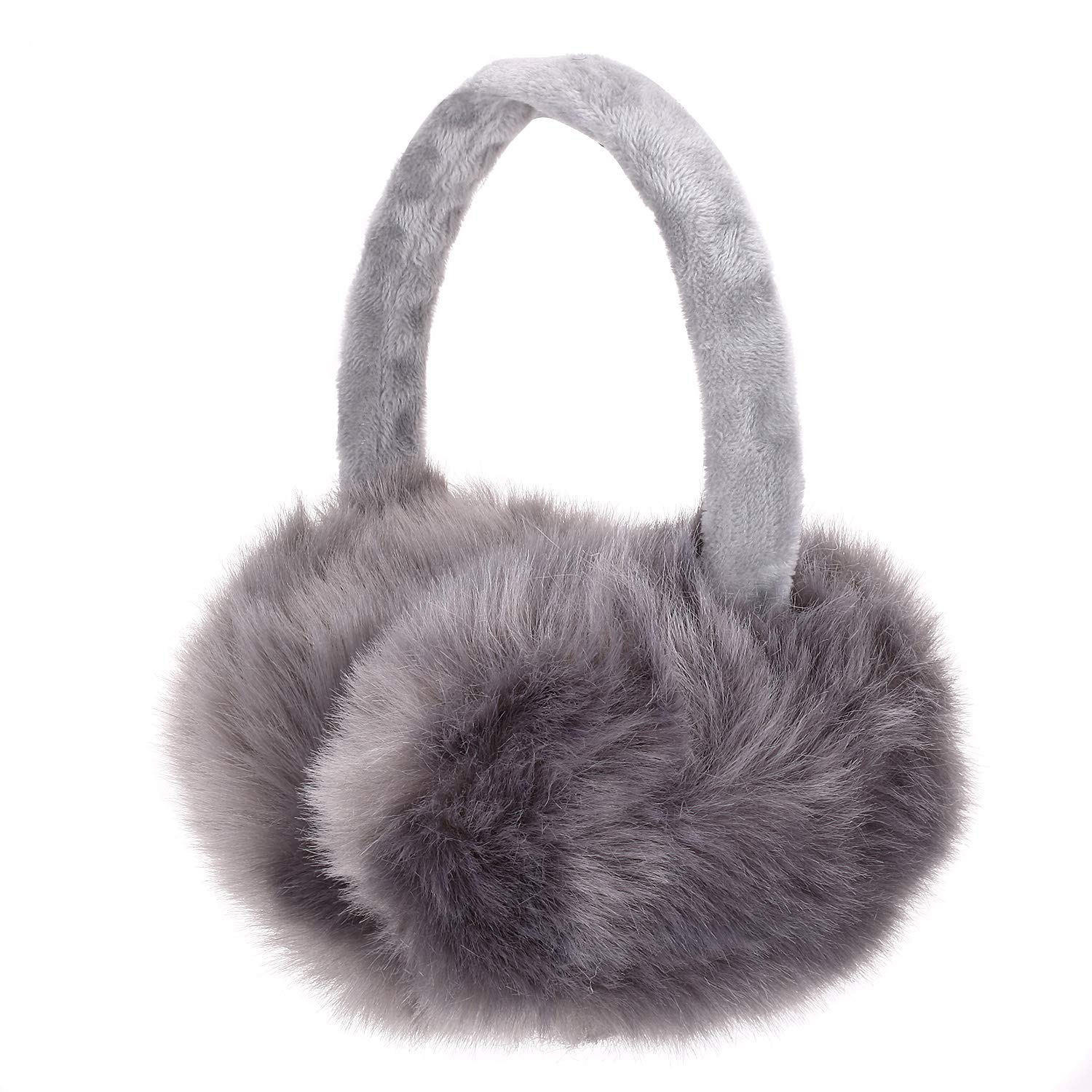 Sudawave Girls Winter Warm Adjustable Knitted Faux Fur Plush Earmuffs Warmers