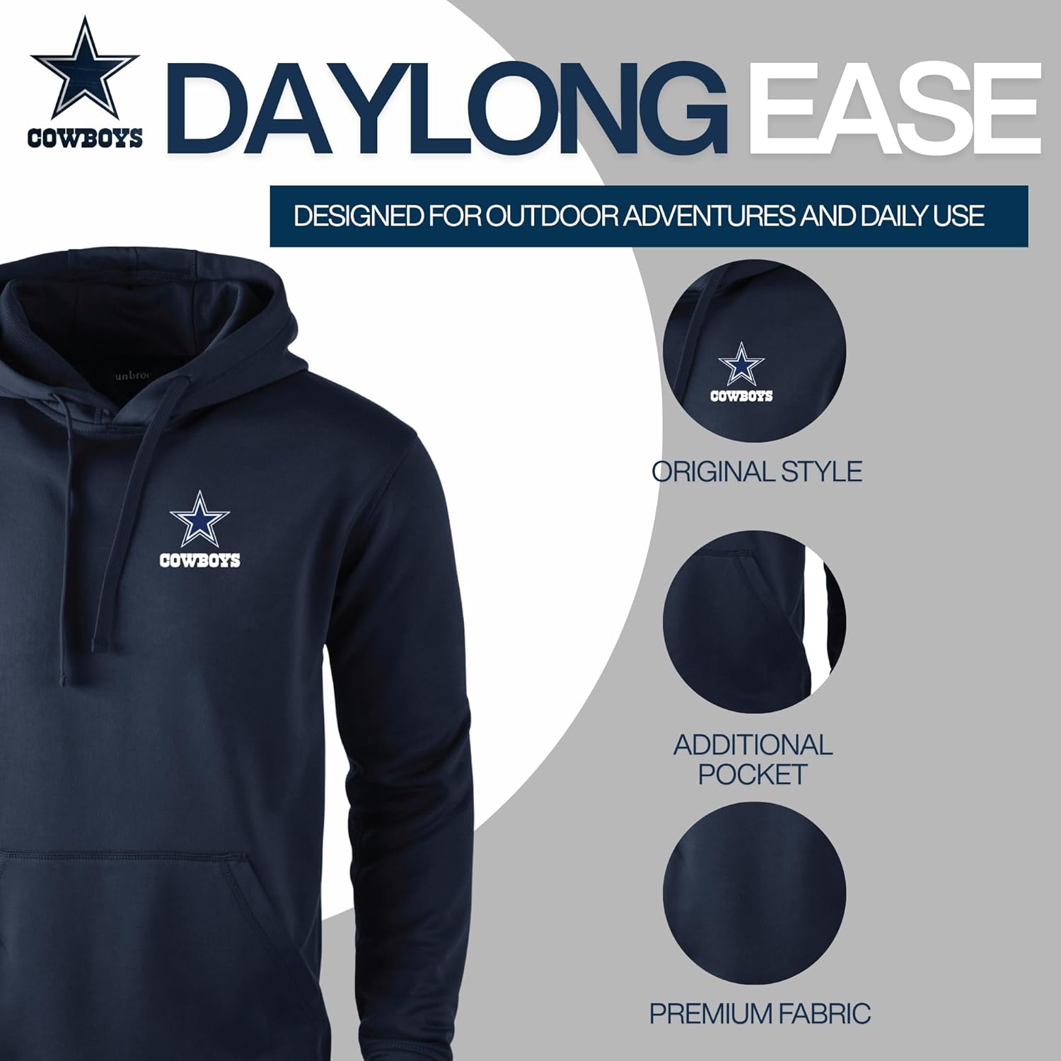 Dunbrooke Men's Navy Dallas Cowboys Champion Tech Fleece Pullover Hoodie - Image 2
