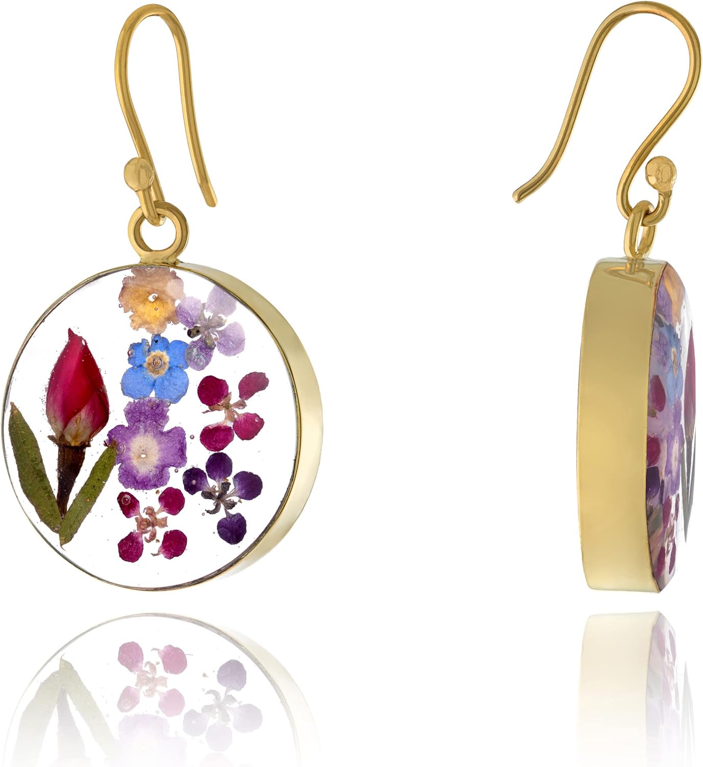 Amazon Essentials Sterling Silver Pressed Flower Circle...