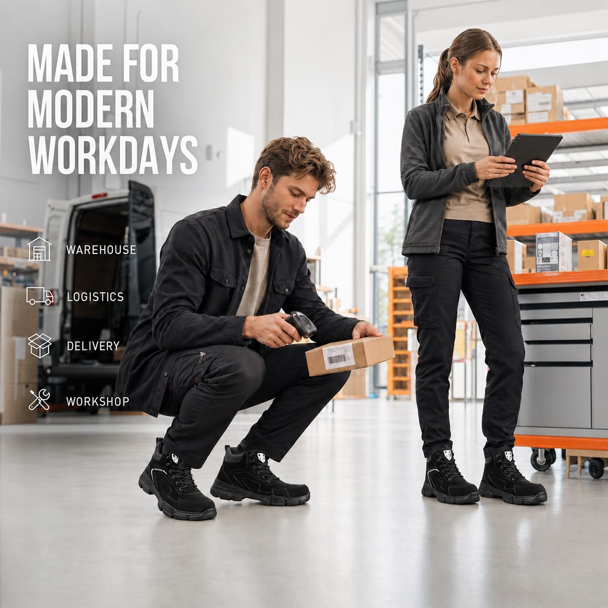 Nasogetch Botas de seguridad para hombre, botas de trabajo para mujer, con puntera de acero, ligeras, cómodas