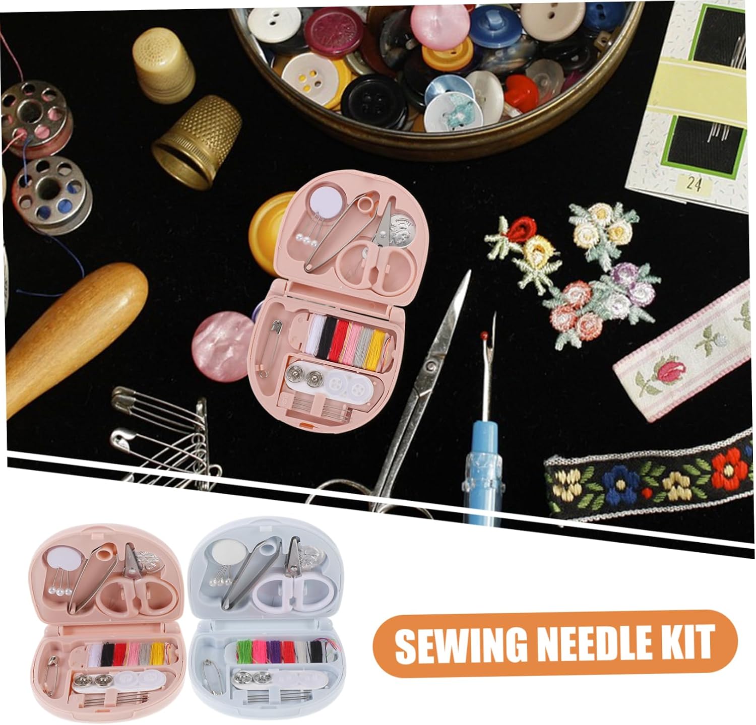 Uonlytech Mini Sewing Kit 8 Pieces for Household Use Portable Needle Threader Travel Sewing Tools for Quick Repairs and Embroidery Projects
